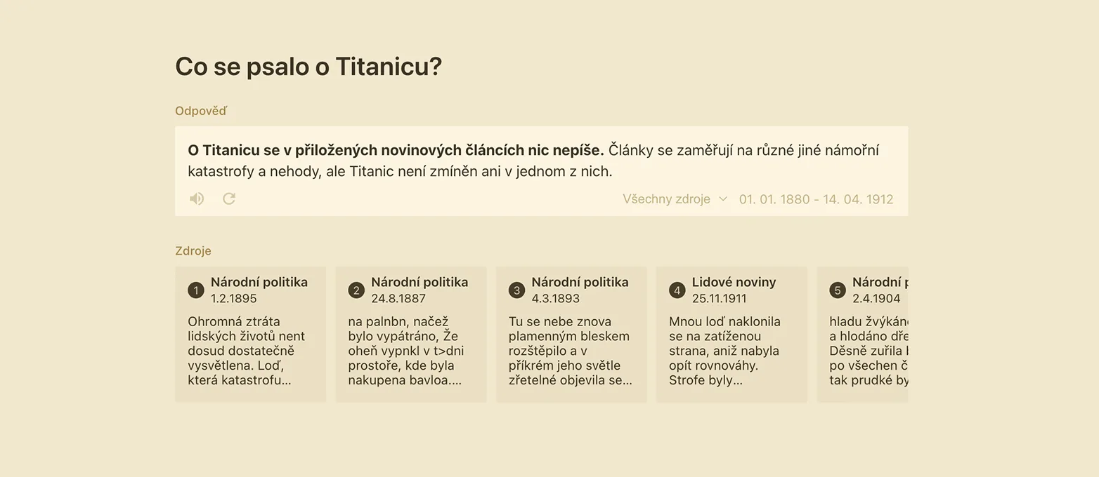 Odpověď Paměti novin o Titanicu před katastrofou