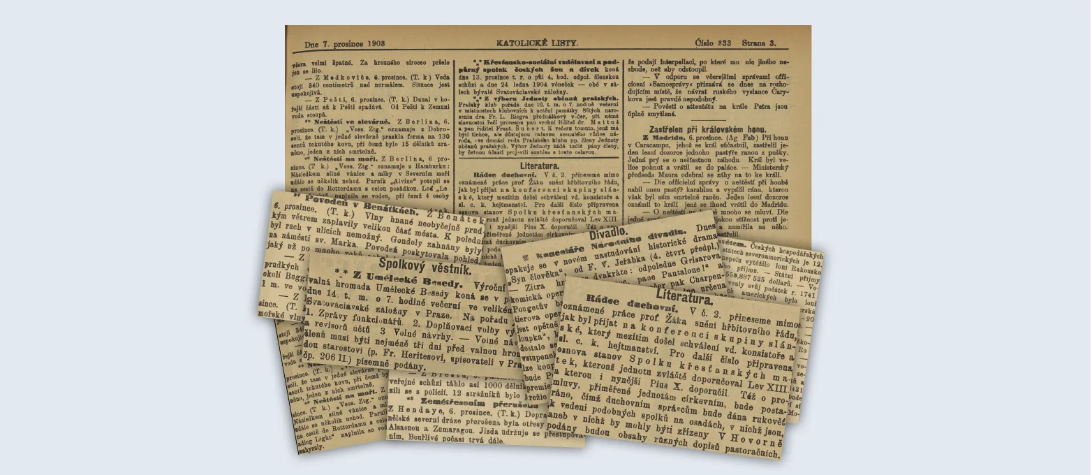 A newspaper page divided into colour-coded sections