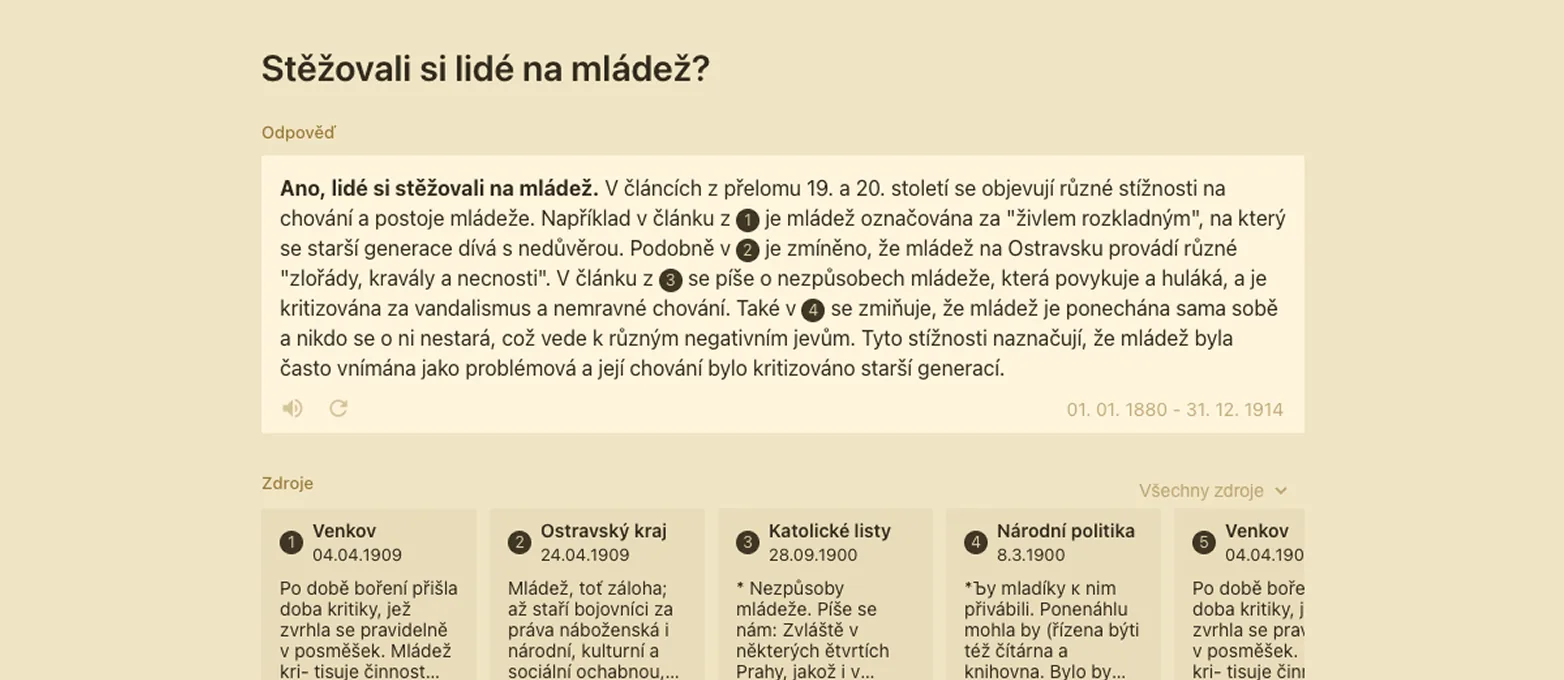 General Paměť novin answer to a question about complaints about the youth