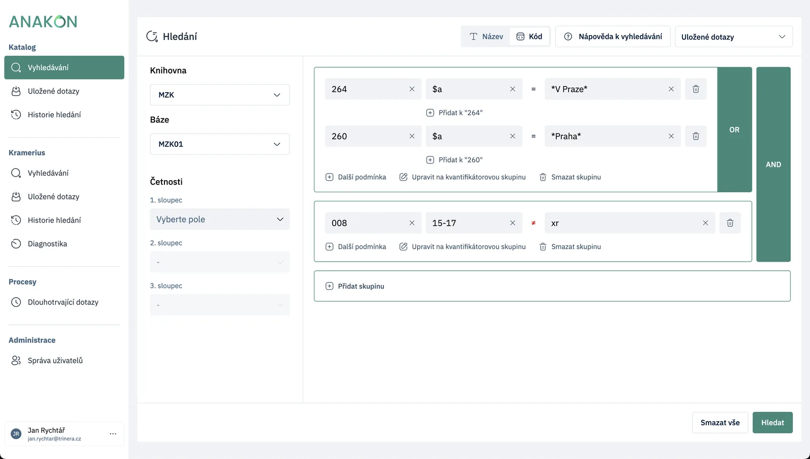 The query builder in Anakon