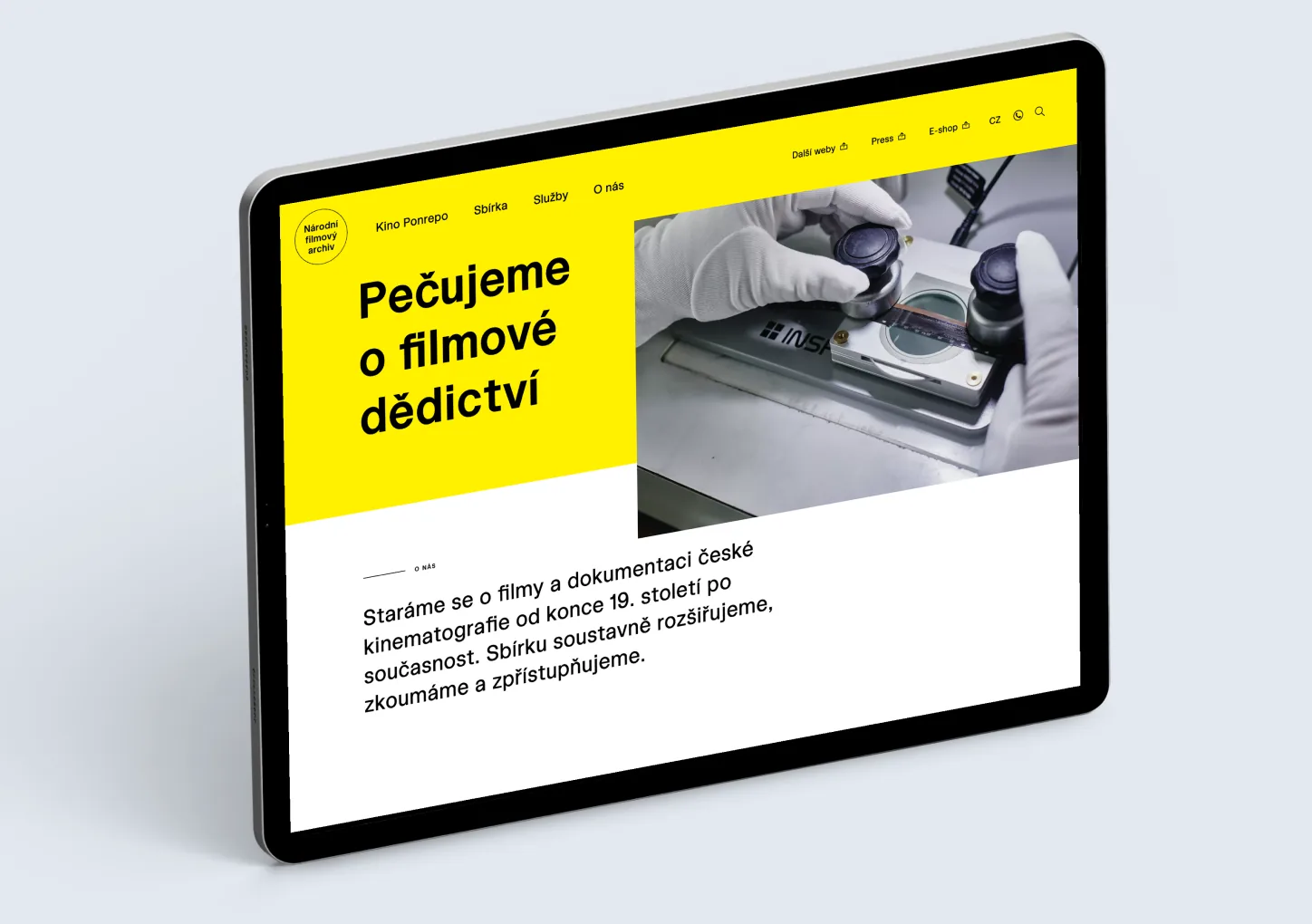 The National Film Archive website on a tablet
